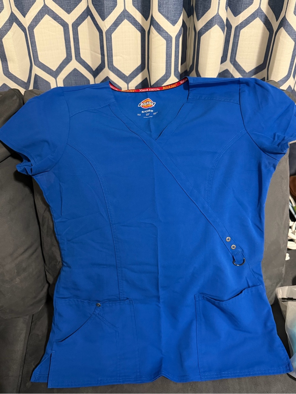 Dickies Women's V-Neck Scrub Top in Royal Blue